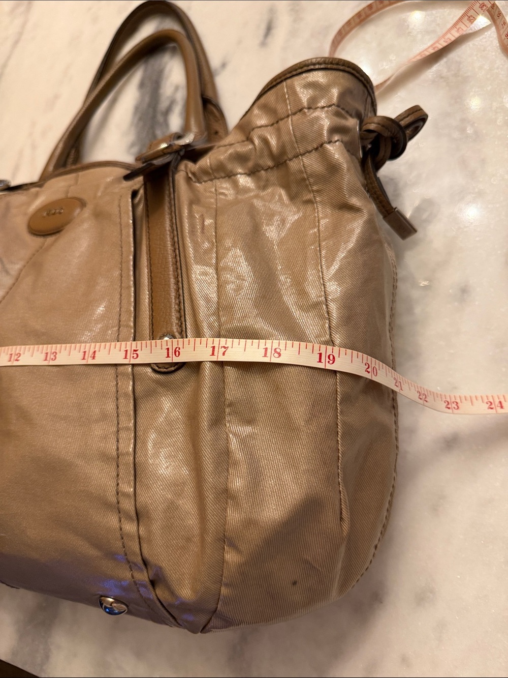 Tod’s coated canvas large shopper G-Bag in Champaign color - Picture 13 of 16